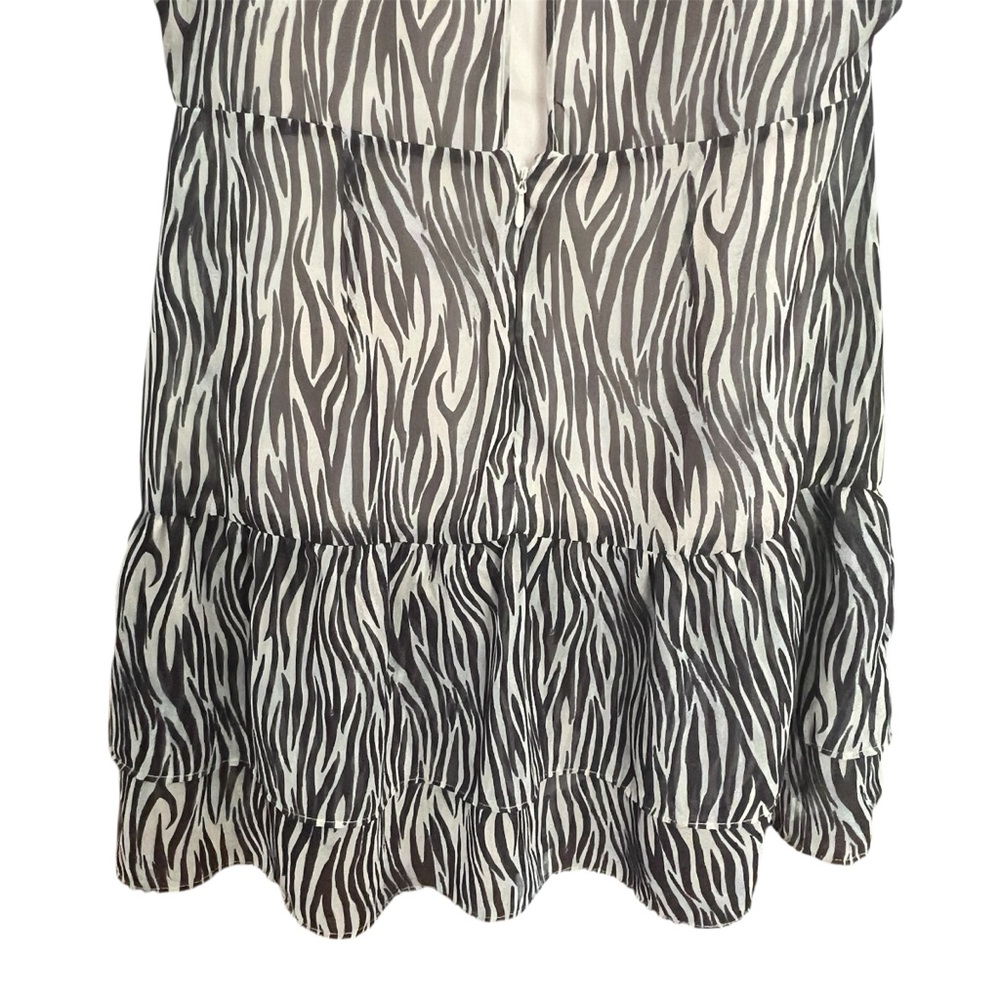 AllSaints Marley Animal Print Boho Dress Sheer Mini Ruffled Hipster SZ 2 - Picture 7 of 12